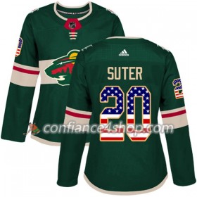 Adidas Maillot de Hockey Minnesota Wild Ryan Suter 20 2017-2018 Vert USA Flag Fashion Authentic - Femme